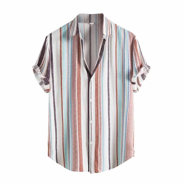 

men's casual shirts vertical stripe beach streetwear men summer hip hop pocket short sleeve 2021 male fashion turn-down shirt, White;black