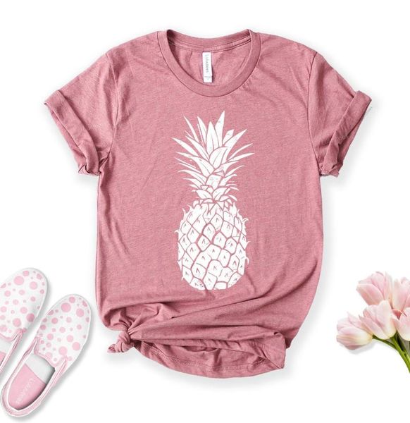 

pineapple women t-shirt 2021 summer lady fashion plant print short sleeve female harajuku plus size o-neck cute cotton tees women's, White