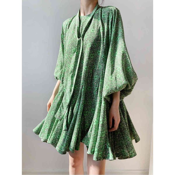 

casual dresses women boho flower print o-neck with belt loose style oversize summer ruffles mini vestidos xx84, Black;gray