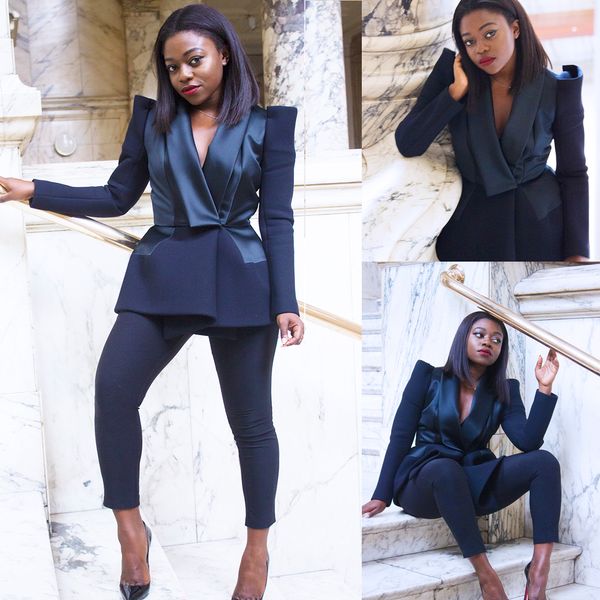 Africano Black Mulher Suits Summer Leisure Slim Fit Party Party Prom Blazer Red Carpet Tuxedos (jaqueta+calça)