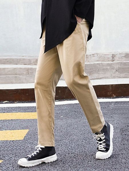 

men slant pocket pants m83f#, Black