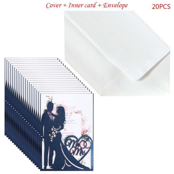 

20pcs/set mr & mrs wedding invitations card invite envelopes kit bridal shower engagement party plies greeting cards
