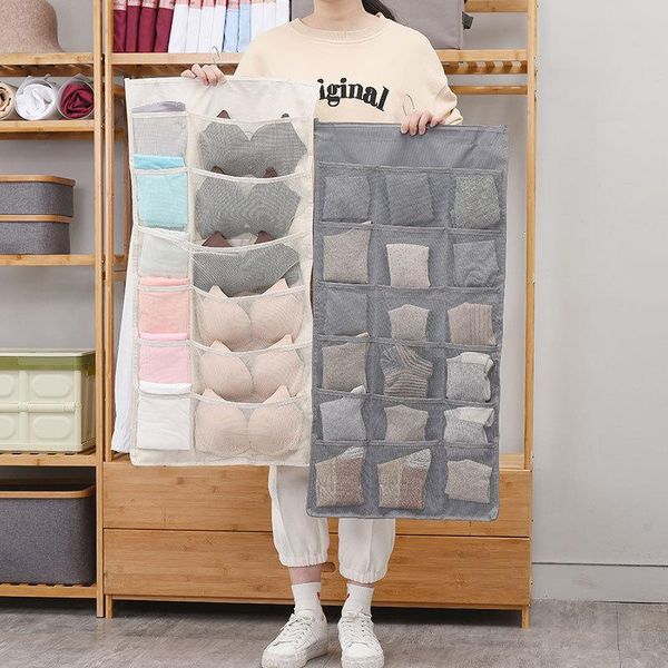 

storage boxes & bins 15/30 poclet hanging handbag oxford cloth bag case organizer for underwear bra clothes sock hanger pouch