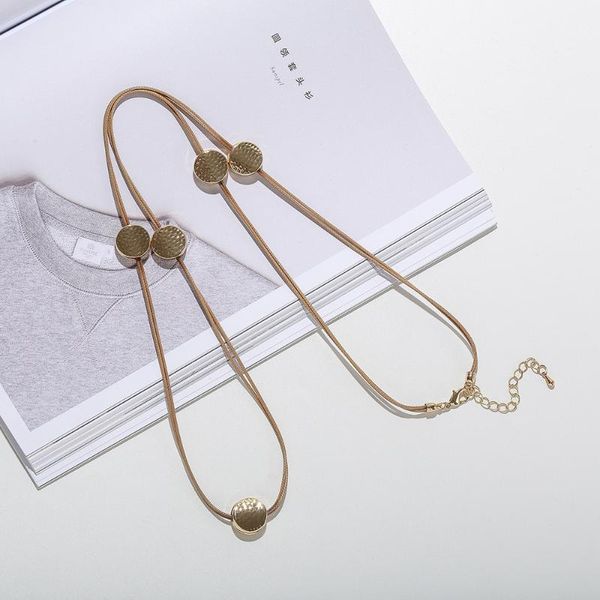 

chains 2021 fashion vintage round plate alloy necklace stylish long chain jewelry gift, Silver