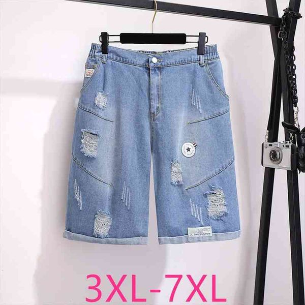 

spring summer plus size denim shorts for women large loose casual elastic waist hole retro shorts 3xl 4xl 5xl 6xl, White;black