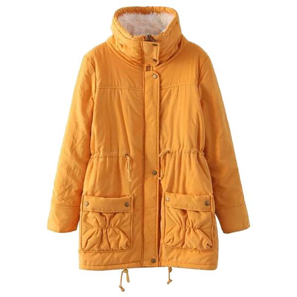 

women's jackets jacket winter wear mid-length peach skin fleece waist thickened warm cotton coat loose large size coats padded, Black;brown