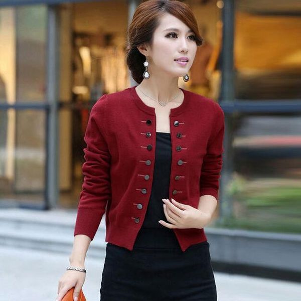 

women's sweaters 2021 double-breasted cashmere sweater solid color knitted small jacket round neck cardigan short section df202, White;black