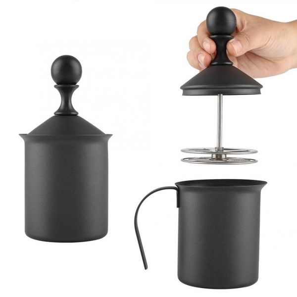 

camp kitchen milk frother stainless steel manual double mesh foam maker coffee cappuccino decoration tool