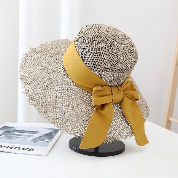 

wide brim hats straw hat summer beach casual sun, Blue;gray