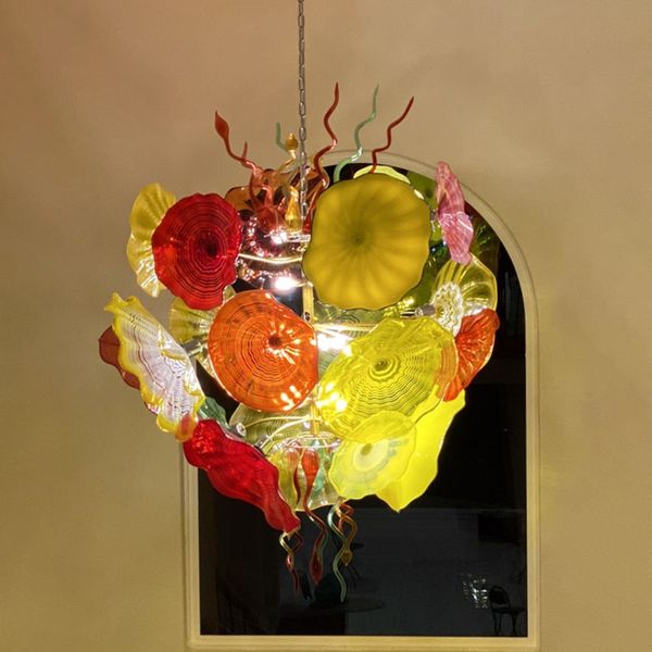

modern led colorful glass chandelier pendant lamps creative design for living room hanging crystal lights
