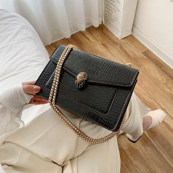 Сумки для цепной сумки для женщин 2021 Trend Trend Crocodile Pattern PU кожи роскоши дизайнерские бренды анкеты женские сумки