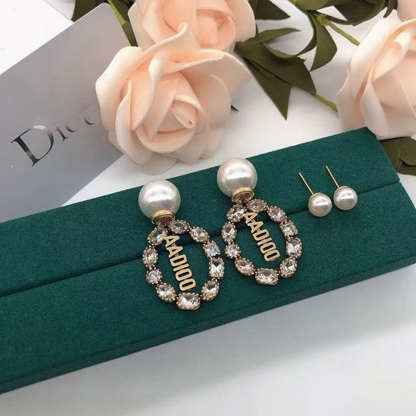 

70% off luxury jewelry 2021 new dijia advanced letter earrings french personality inlaid pearl back earrings women's fashion, Golden;silver