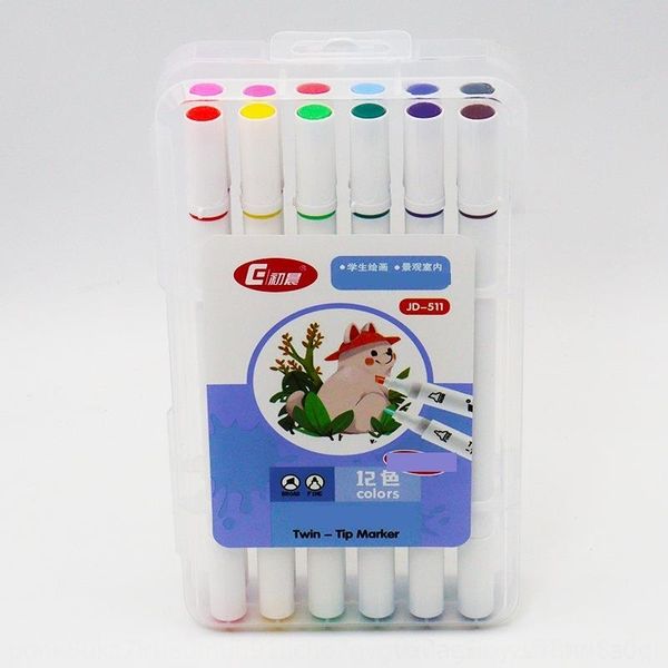 

nron student drawing student drawing set children's doubl painting pens set children's double head marker kindergarten gift marker, Black;red