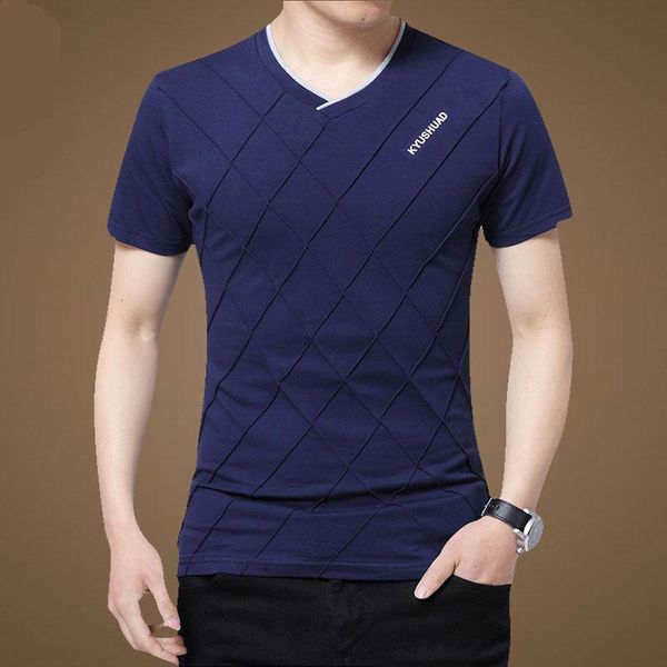 

men's t-shirts summer cotton v neck t-shirt slim fit customn short sleeve black daily shirt for man, White;black
