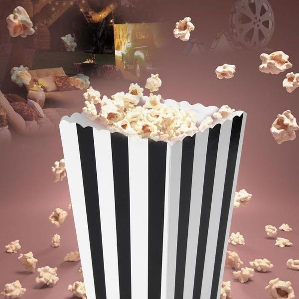 

12pcs paper popcorn box birthday snack boxes storage holder foldable party moive night blue green pink gift wrap