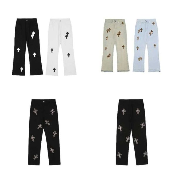 

original washed 21ss crosin cross worn men's and women's loose casual jeans, Blue