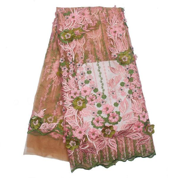 

ribbon french lace embroidery fabric sell women's clothing wedding dress, Pink;blue