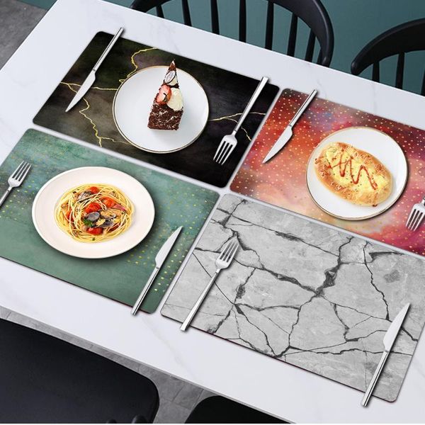 

mats & pads placemat kitchen tableware table mat 30cmx45cm pu leather washable heat insulation dinning
