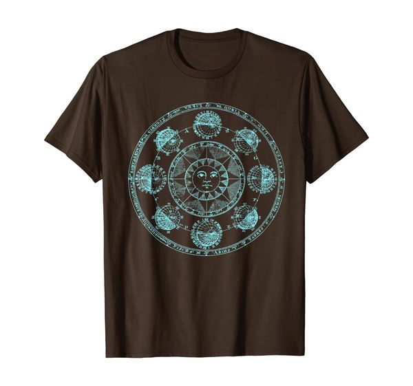 

vintage ancient solar and moon cycle system - astrology t-shirt, White;black