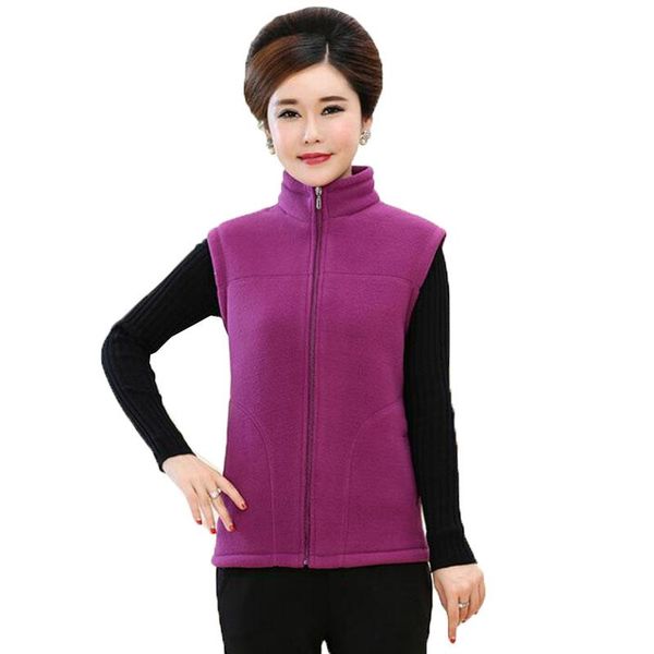 

women's vests 2021 spring autumn waistcoat for women stand collar zipper casual sleeveless vest jacket coats mom fleece cardigan outerw, Black;white