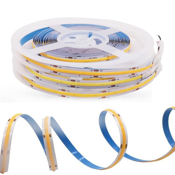

strips cob led strip light 12v 24v 512 leds/m high density no spot flexible fob tv background home decor 3000k 4000k 6000k