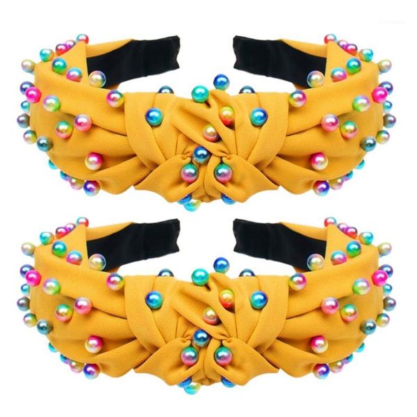 

women's colored pearl headband vintage retro knotted velvet 21
