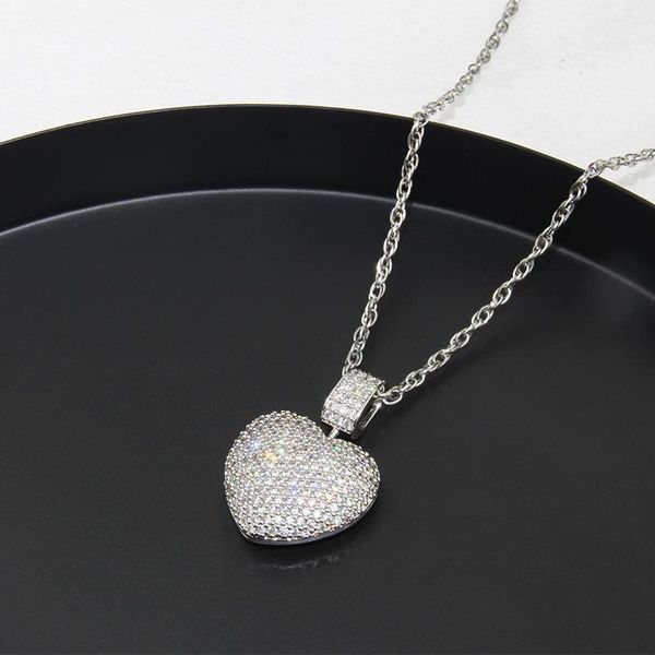 

pendant necklaces lovoacc hip hop full sparkly rhinestone big hollow love heart necklace for women girls silver color jewelry