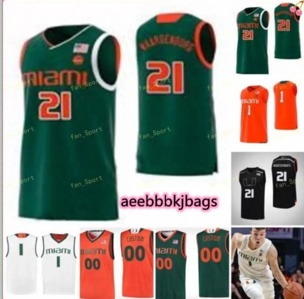 

ncaa college miami hurricanes basketball jersey 0 chris lykes 1 dejan vasiljevic 2 isaiah wong 3 nysier brooks custom stitched, Black