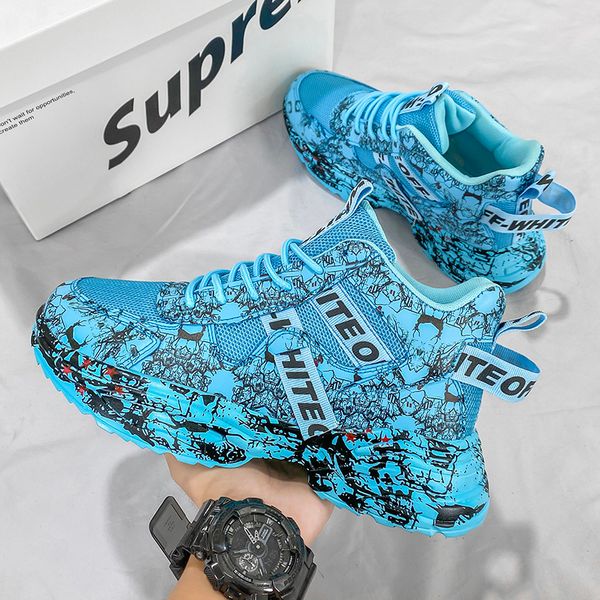 

mens womens running shoes black white blue green gray -22 graffiti comfortable breathable fashion trainers sports sneakers outdoor size 39-4