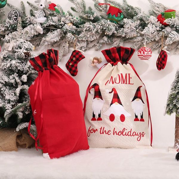

gift wrap christmas bag drawstring packaging children's candy forester red