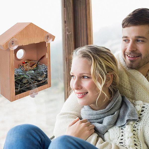 

sucker bird nest wooden house handmade eco-friendly cage outdoor birdhouse garden yard hanging cages