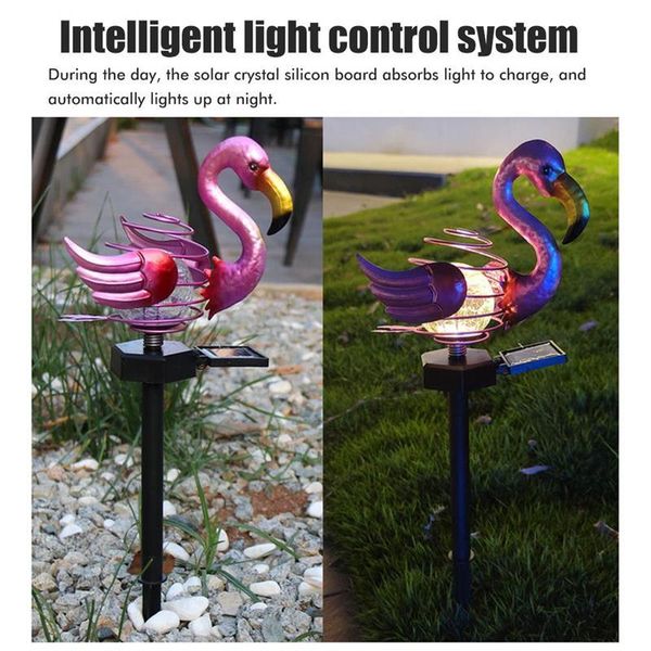 

lawn lamps solar flamingo light waterproof led ground plug lamp for garden courtyard
