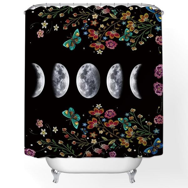 

shower curtains creative vintage moon pattern butterfly flower bathroom curtain waterproof polyester with hooks