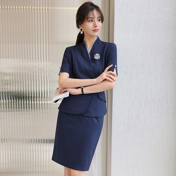 

two piece dress arrival short sleeve suit skirt set for ol woman, White