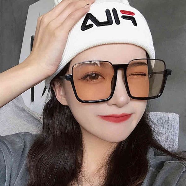 

summer sunglasses 2021 big rectangle retro frame anti-blue light glasses for women and men vintage half square multicolor, White;black