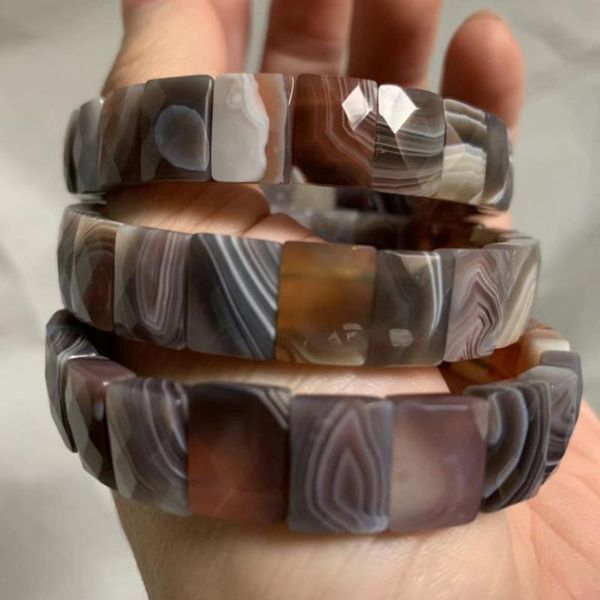 

beaded, strands natural botswana agates/sardonyx stone beads bracelet gem bangle diy jewelry for woman gift whoesale, Black