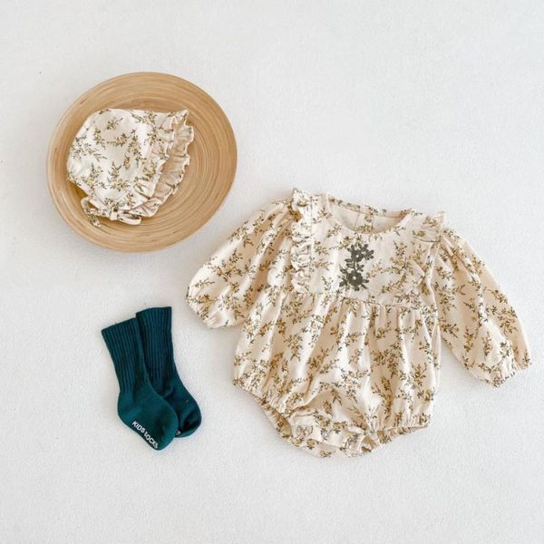 

rompers thickened baby girls bodysuits spring and autumn cute girl embroidered long sleeved clothes born one-piece climbing, Blue