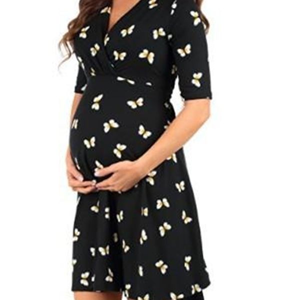 

casual dresses ladies summer bandage loose plus womens printing pregnant woman fashion f5w7, Black;gray