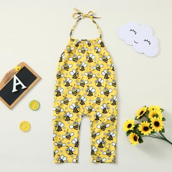 

toddler summer baby rompers girl kids jumpsuit one piece bee day floral strap romper outfits overalls jumpsuits, Blue