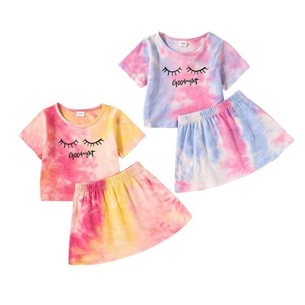 

clothing sets kids clothes set girls t-shirt skirt children's for toddler dress summer casual outfits breathable and soft suits, White