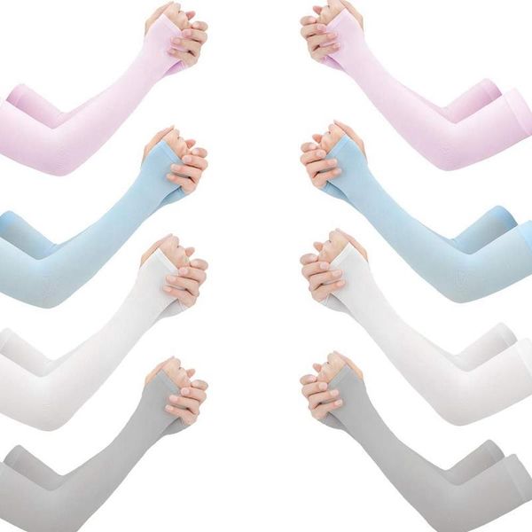 

-8 pairs arm cooling sleeves uv protection with thumb hole for running,cycling,biking,outdoors sports elbow & knee pads, Black;gray
