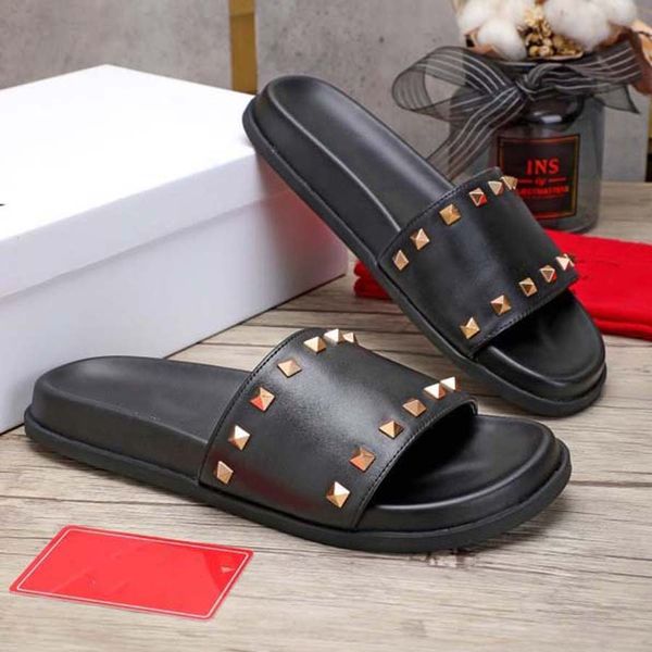 

classics fashion man women slipper sandals slides summer real leather platform flats shoes ladies beach slippers home011 32, Black