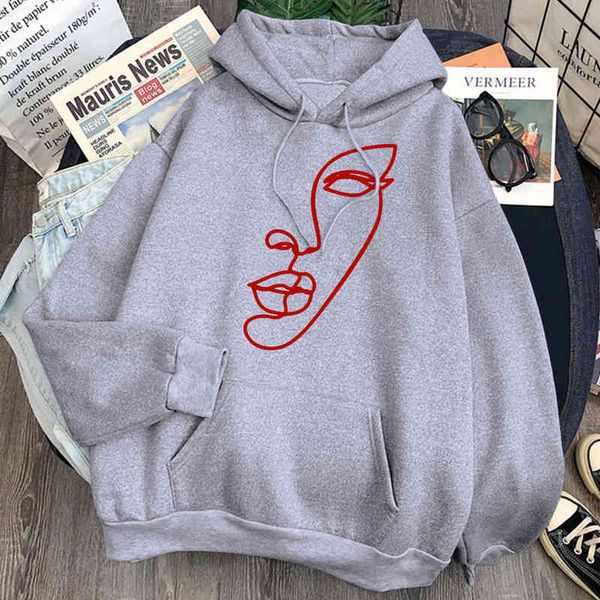 Kadın Yarım Yüz Baskı Adam Hoodie Polar Uzun Kollu Rahat Kapüşonlu Giysi Rahat Moda Hoody Hip Hop Anime Tişörtü H1227