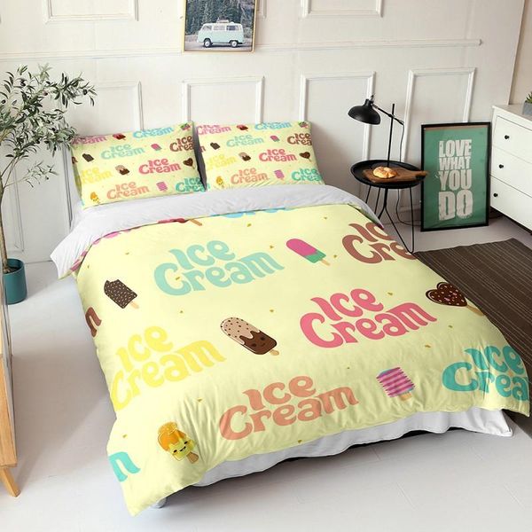 

bedding sets fresh pattern home textile ice cream single bed double quilt cover pillowcase sheet boy girl set