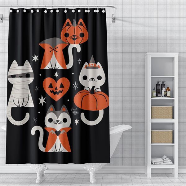 

cute cat pattern 3d printed shower curtain waterproof, antifouling, durable, fine workmanship