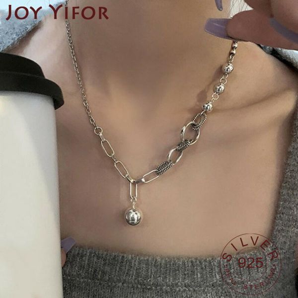 

chains 925 sterling silver sweater necklace fashion punk hip hop splicing chain sweet couples party jewelry gifts for women