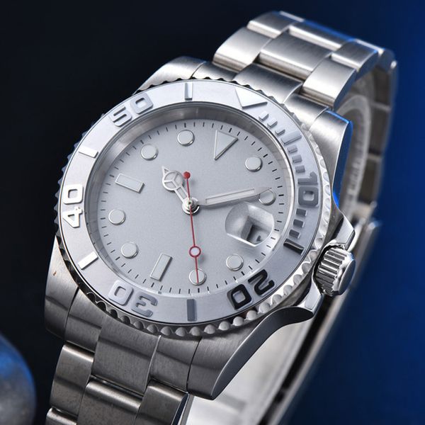 

hunting aseptic grey surface men automatic mechanical watch rustless steel band sier 19, Slivery;brown