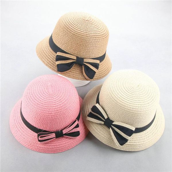 

caps & hats outdoor girls boys sunhat kids summer beach straw hat children baby cap breathable, Yellow
