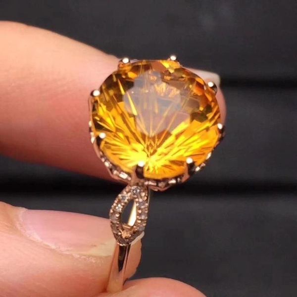 

cluster rings natural and real citrine gemstone for women 925 sterling silver jewelry ring wedding anniversary paty gift wholesale, Golden;silver