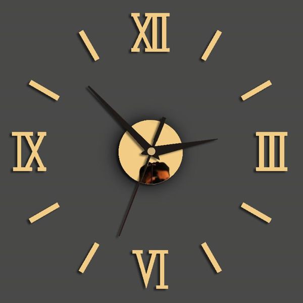 

wall clocks fashion removable modern office roman numerals decoration art 3d stickers living room quartz mirror diy clock for home